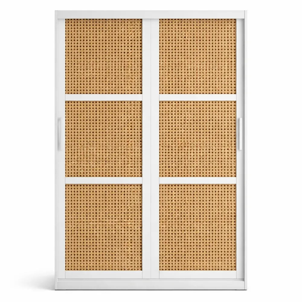 Armoire à portes coulissantes avec étagères intégrées - 200x120x62 cm - Blanc et argent