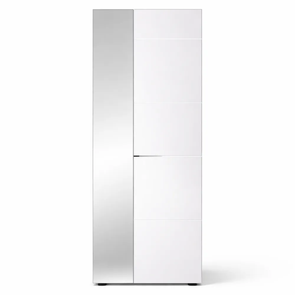 Armoire de Vestiaire Moderne avec Grand Espace de Rangement - Blanc Brillant - Dimensions 60 x 198 x 40 cm
