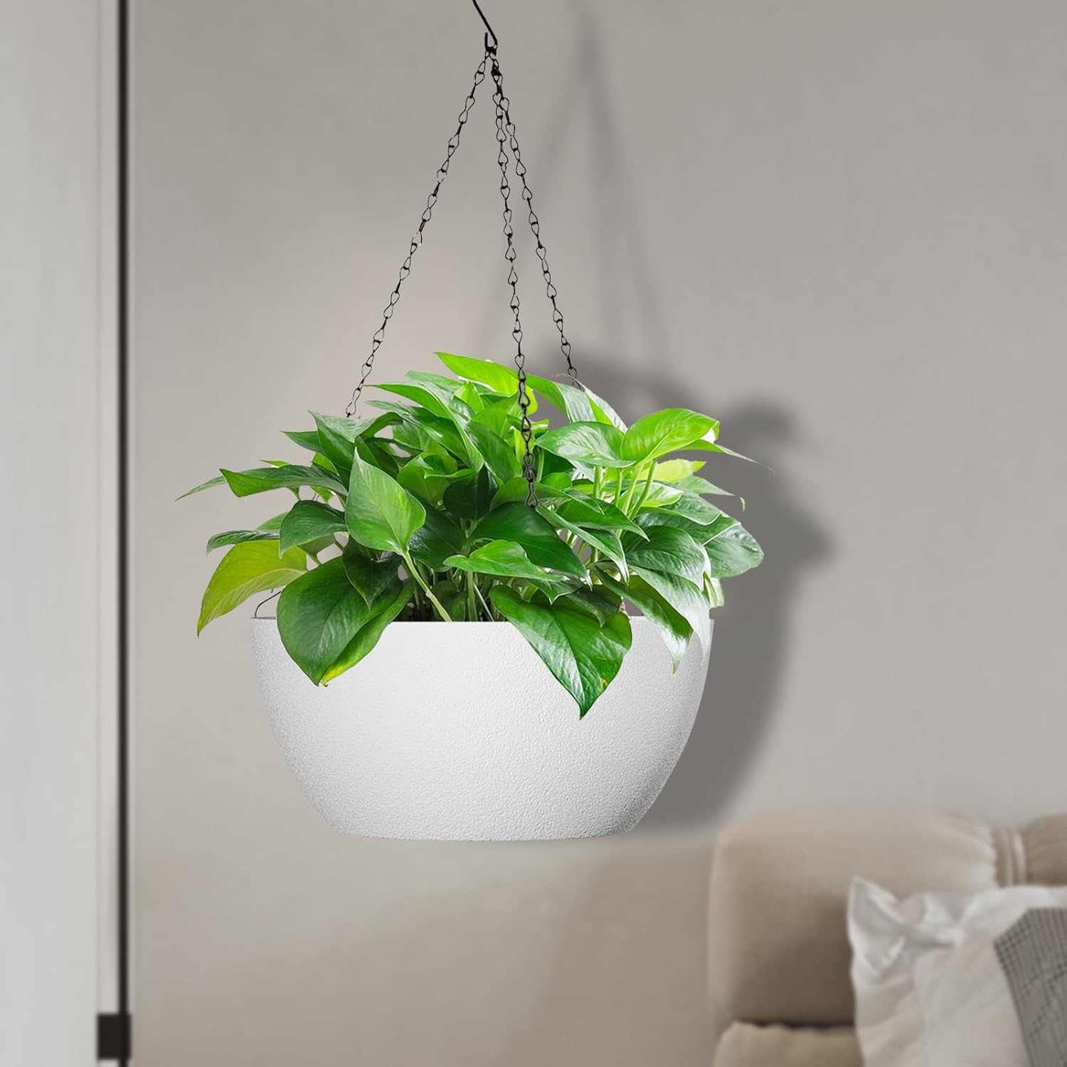 10 inch Hanging Planters for Outdoor Indoor Plants with Drainage Holes and Chain