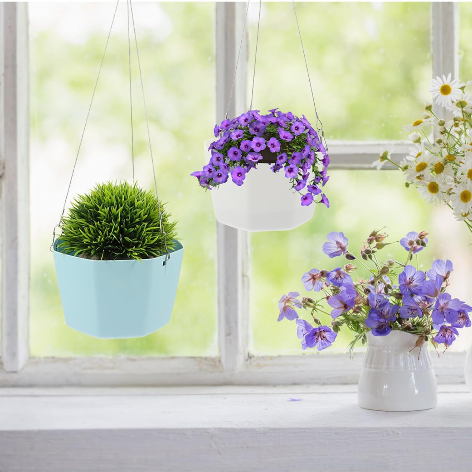 Self-Absorbent Hanging Planter Set with Chain