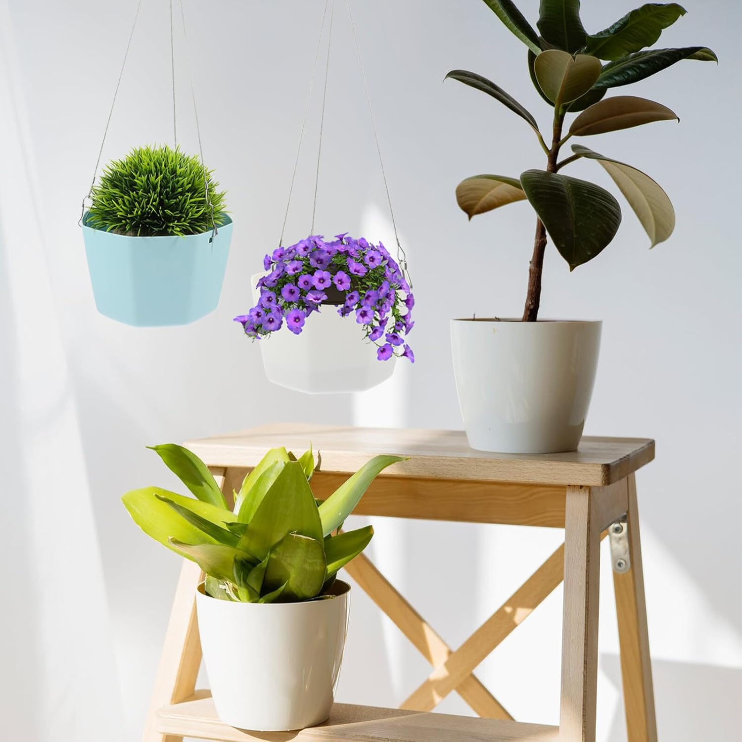 Self-Absorbent Hanging Planter Set with Chain