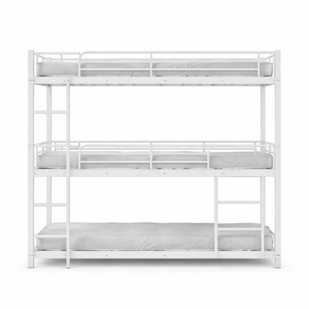 Letto a Castello Triplo in Metallo 90x200 cm per Adulti e Bambini
