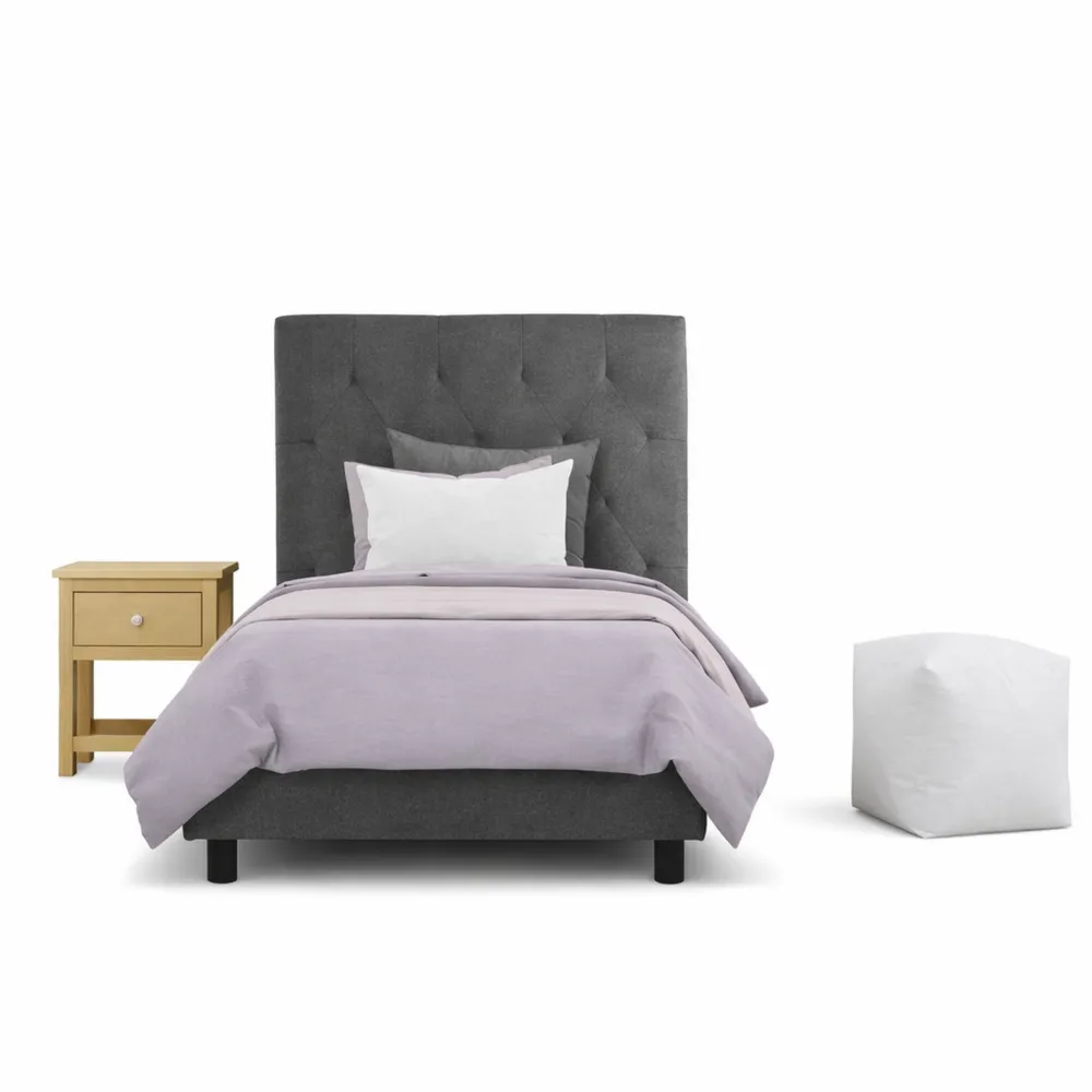 Letto Singolo 80 x 190, Grigio, Sistema Doghe Silenzioso, Rinforzate, Materiali di Alta Qualità, Montaggio Semplice