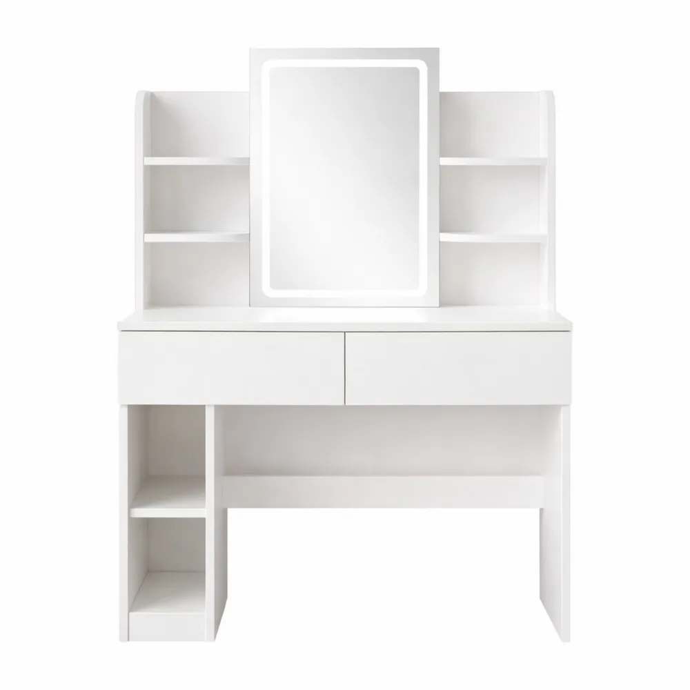 Toeletta Moderna con Luci LED, Specchio e Cassetti