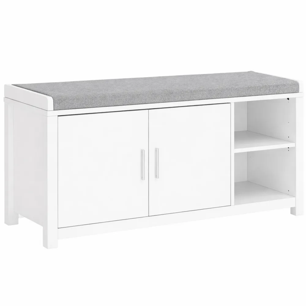 Panca scarpiera con 2 ante bianco 105x35x51cm