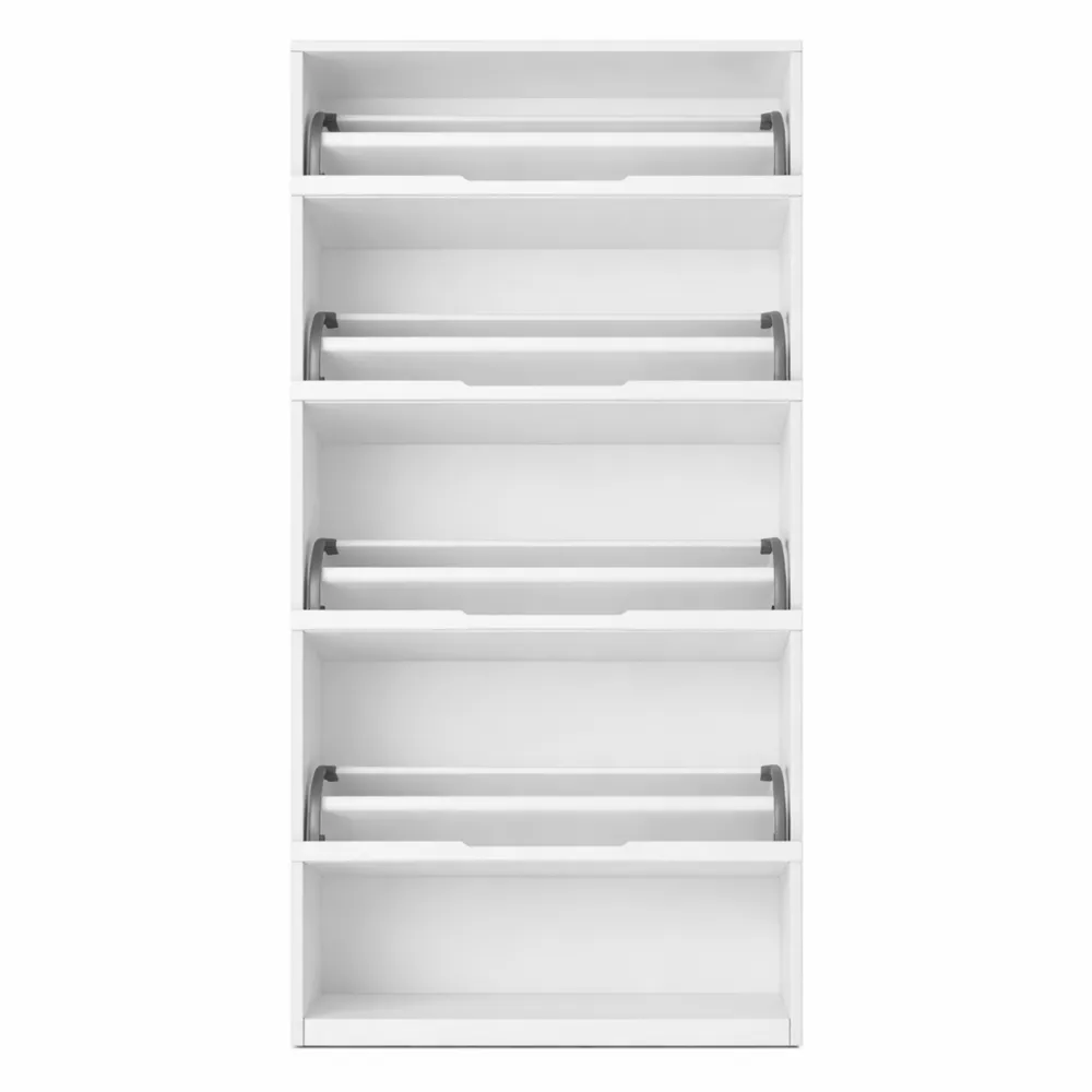 Scarpiera da Ingresso con 5 Scomparti, Colore Bianco, 22 x 169 cm