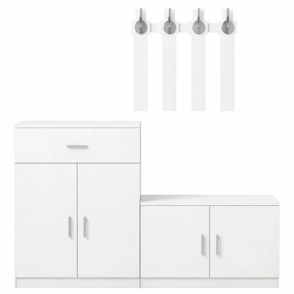 Scarpiera e Appendiabiti Combinato per Ingresso e Camera da Letto, Legno Bianco, 100x32x187cm