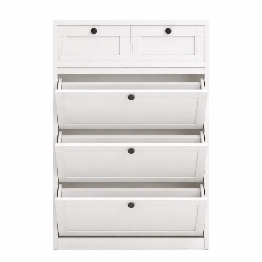 Scarpiera Slim in Legno con Ante a Ribalta e Cassetto