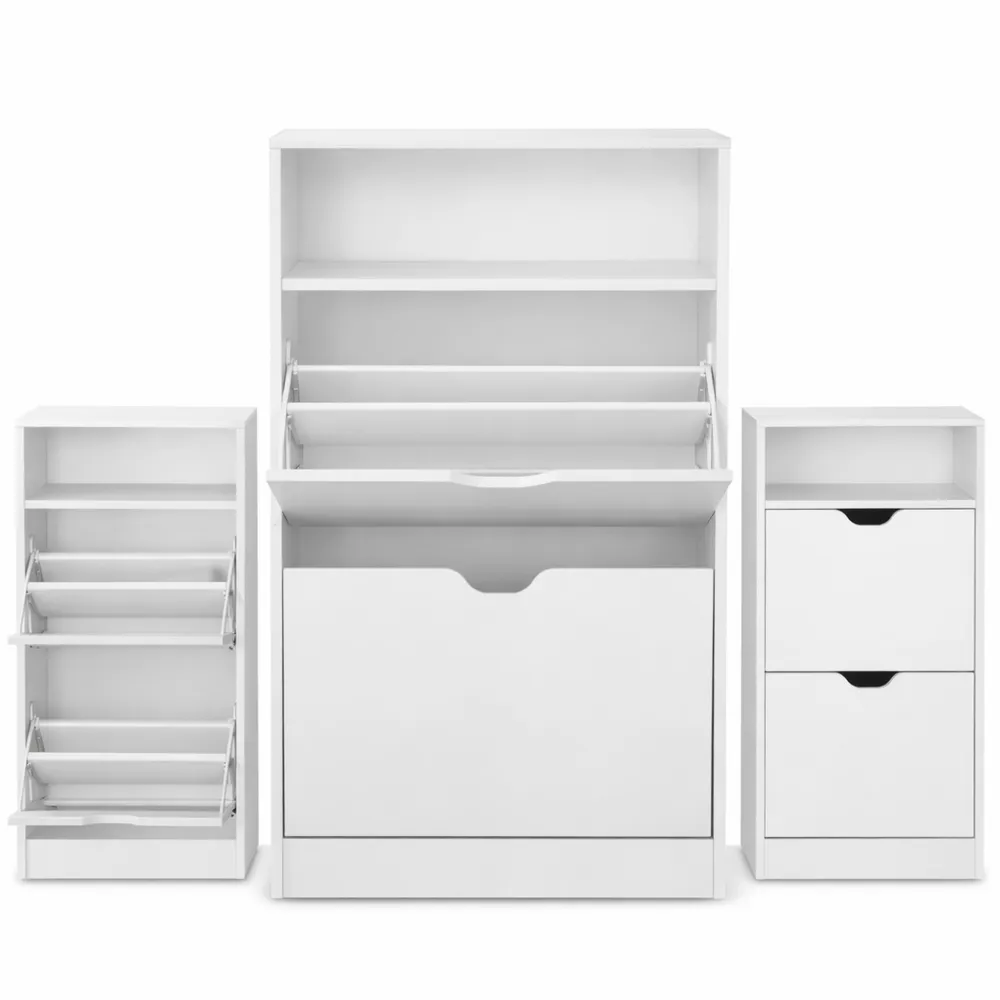 Scarpiera Moderna con Cassetti a Ribalta e Ripiani Regolabili