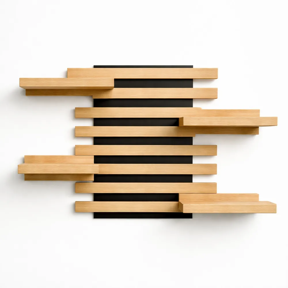 Étagère Murale Flottante en Bois Massif pour Rangement Polyvalent