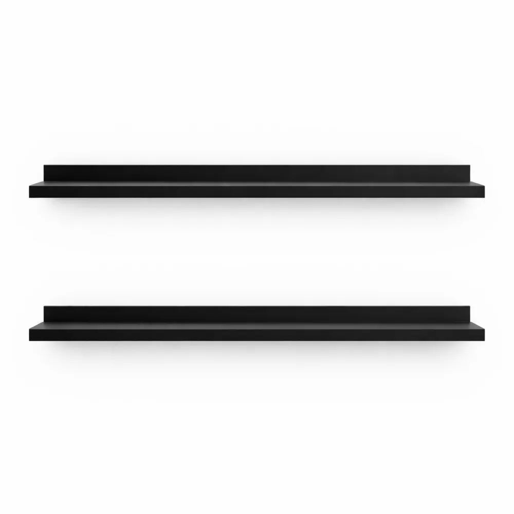 Étagères Murales Flottantes en Bois Noir 90 cm pour Décoration et Rangement