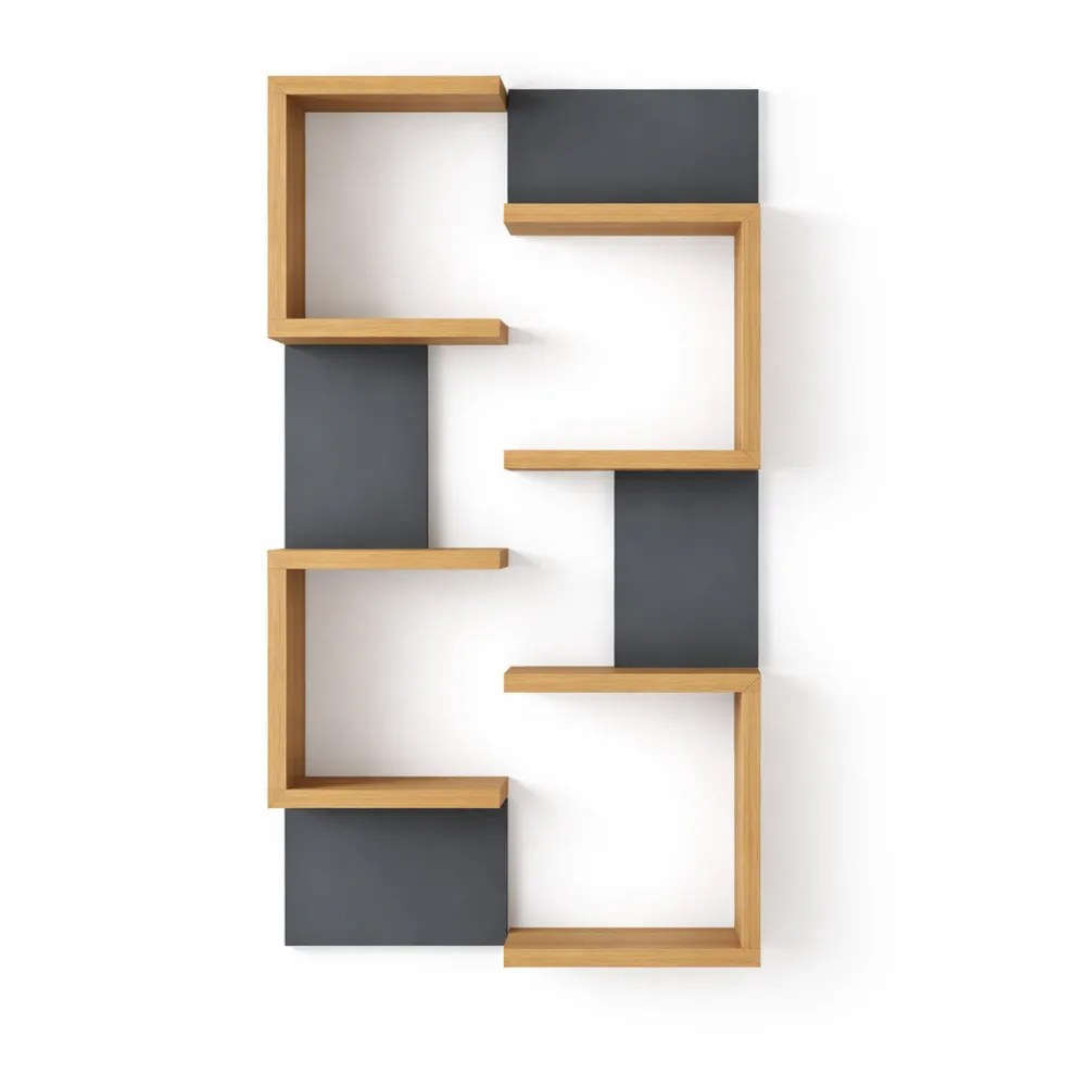 Ensemble de 2 étagères murales modernes en bois anthracite