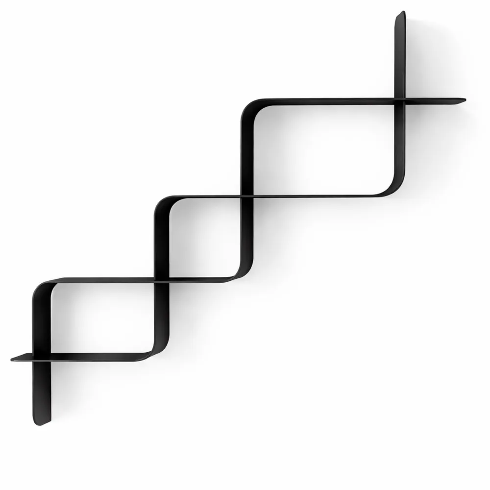 Lot de 2 étagères murales en acier noir, design moderne pour maison ou bureau