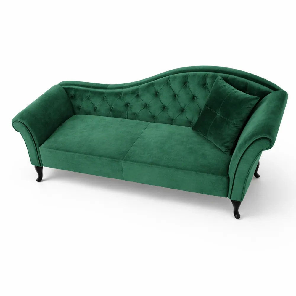 Méridienne en Velours Vert Foncé pour Salon ou Bureau