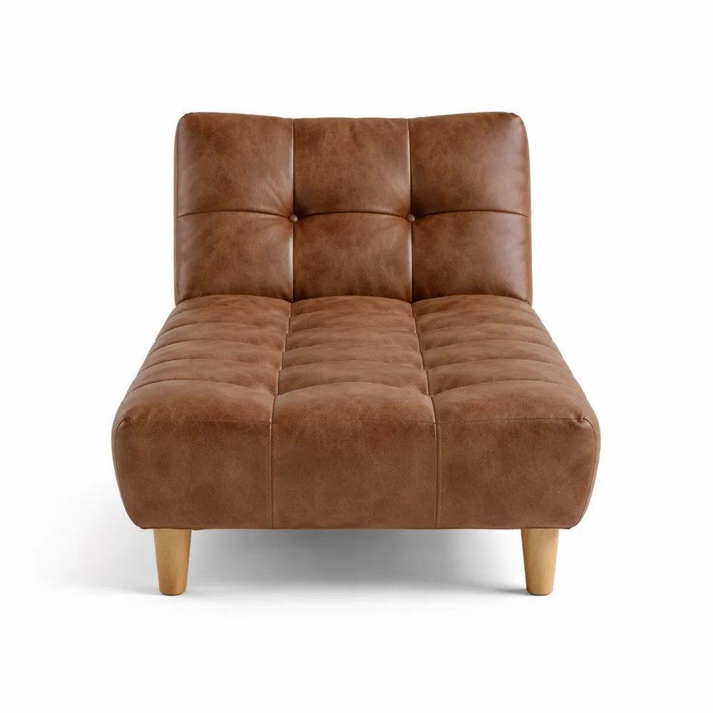 Canapé-lit méridienne en microfibre marron vintage