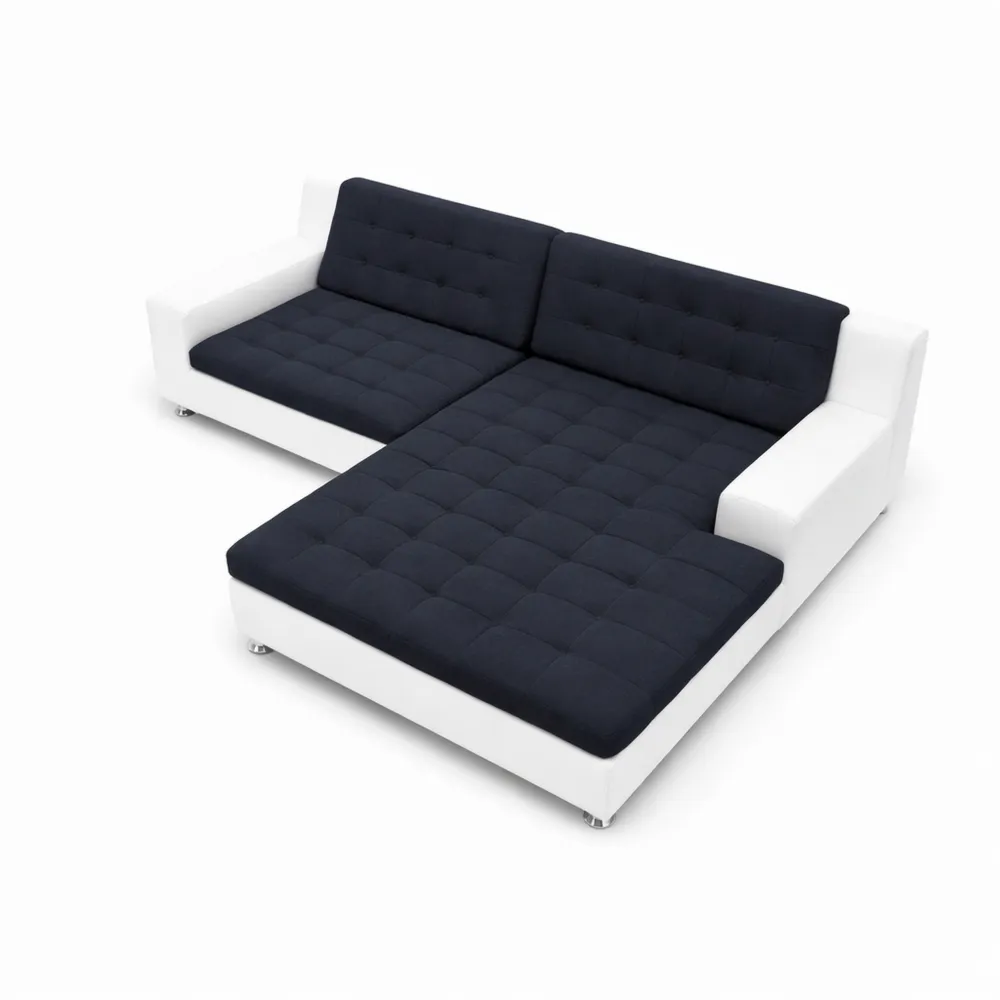 Canapé d'angle convertible en L en cuir et microfibre, design élégant, noir/blanc, 304 x 200 x 84 cm