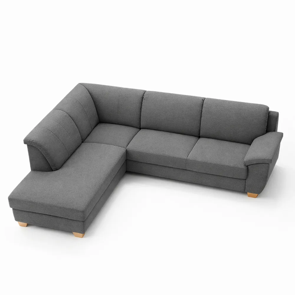 Canapé d'angle classique anthracite en L 254 x 186 cm