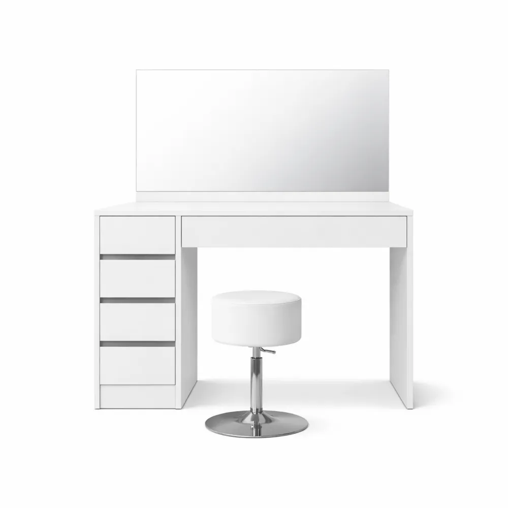 Coiffeuse Moderne avec Tabouret Inclus, 100cm, Blanc