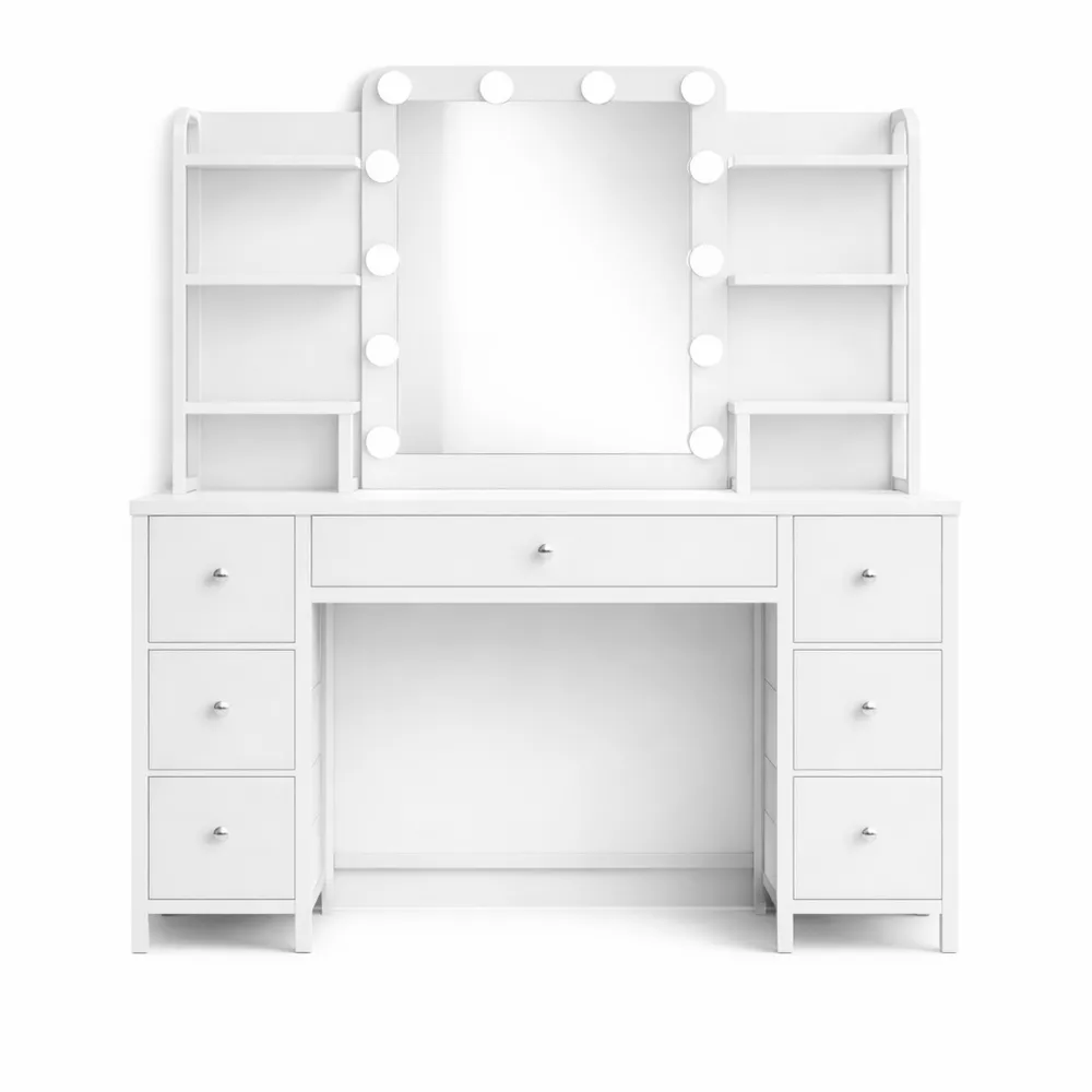 Coiffeuse avec Miroir LED et Rangement Moderne