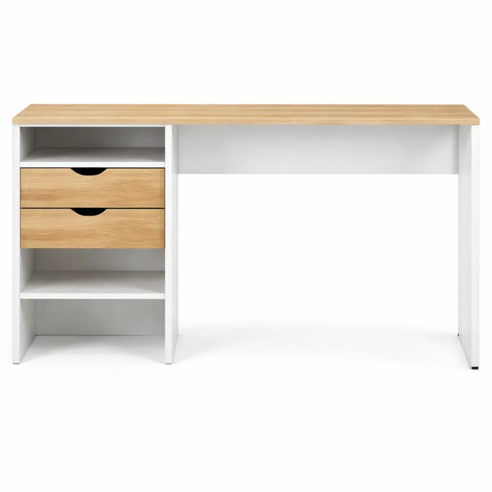 Bureau en coin avec tiroirs et étagères, pour bureau ou étude