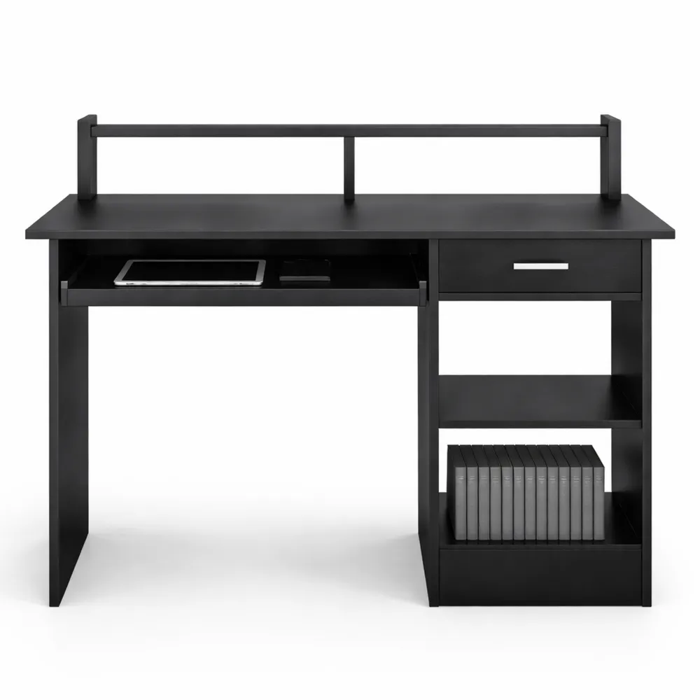 Table Informatique Noir avec Tiroir et Étagères