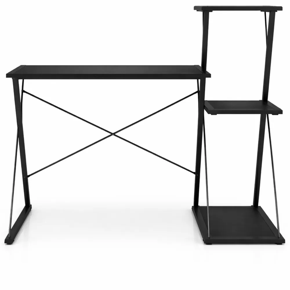 Bureau avec étagère pour ordinateur et étude 116x50x93 cm noir