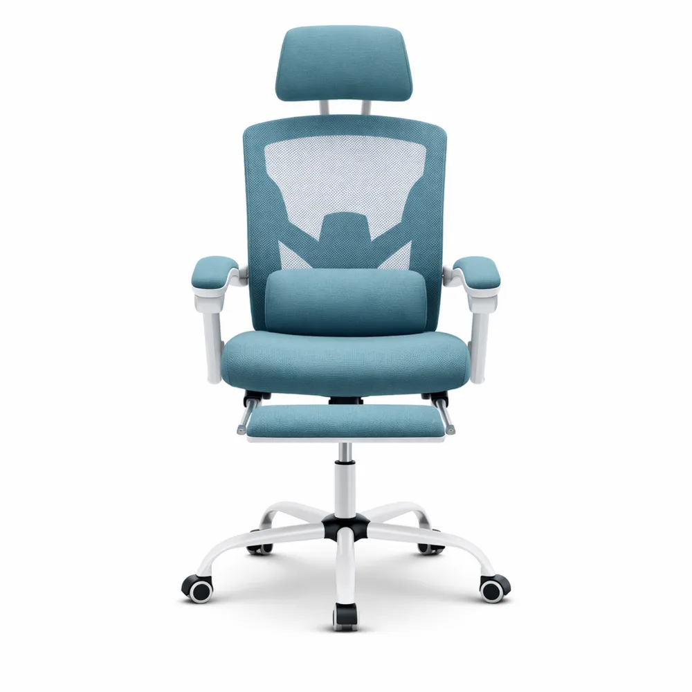 Chaise ergonomique de bureau avec soutien lombaire et repose-pieds