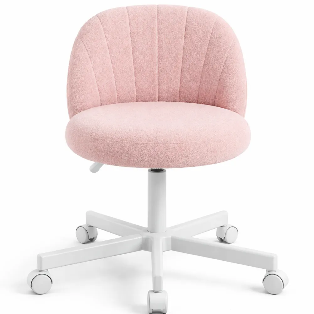 Chaise réglable en peluche pour bureau et chambre, couleur rose