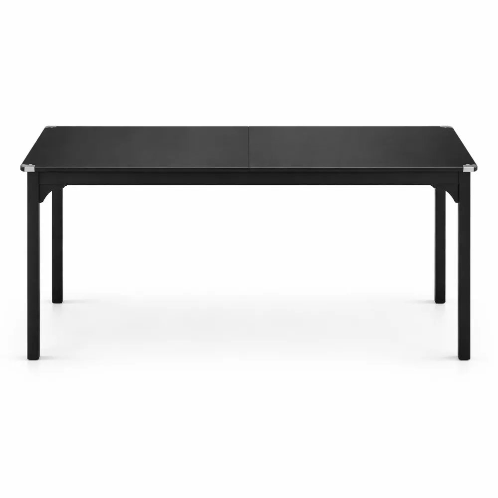 Table à manger extensible rectangulaire pour 4 à 6 personnes, pieds en acier, idéale pour petits espaces, noir