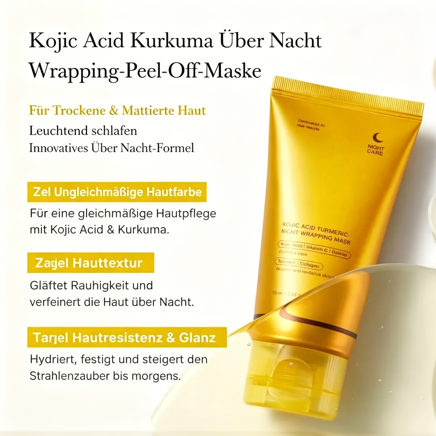 ✨2 kaufen, 2 gratis✨ Kojisäure-Kurkuma-Nachtmaske