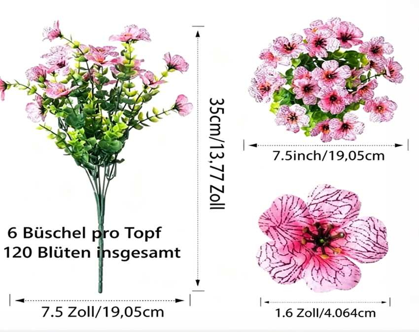 Verbessertes Premium-Material 🌱 Wetterfest & lebensechte Kunstblumen mit UV-Schutz-Beschichtung