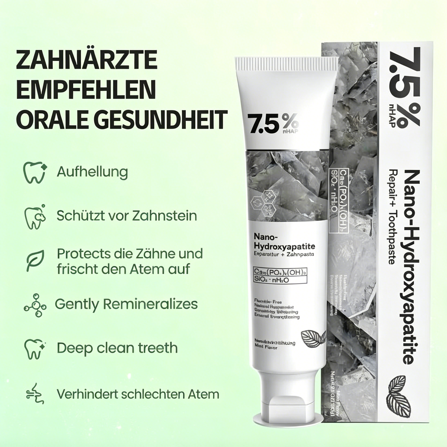 Remineralisierende Zahnpasta mit Hydroxyapatit