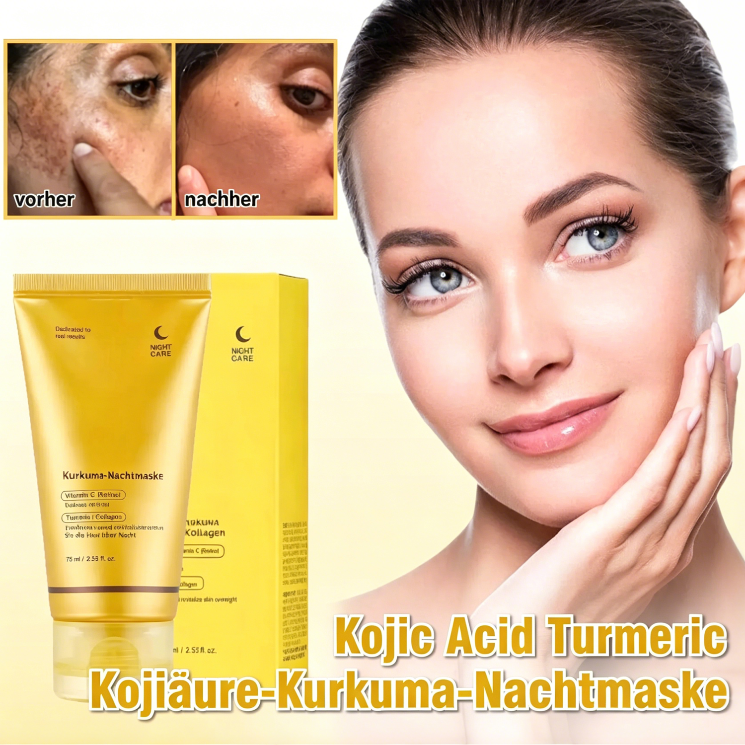 ✨2 kaufen, 2 gratis✨ Kojisäure-Kurkuma-Nachtmaske