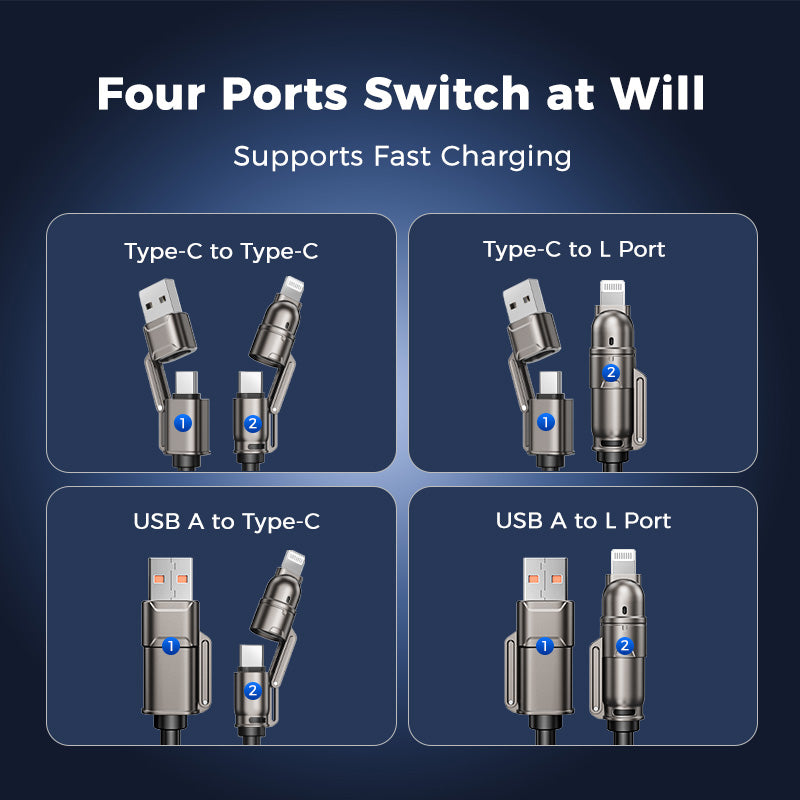 MAGIC JOHN 4-in-1 USB Charging Cable 65W Fast Charging
