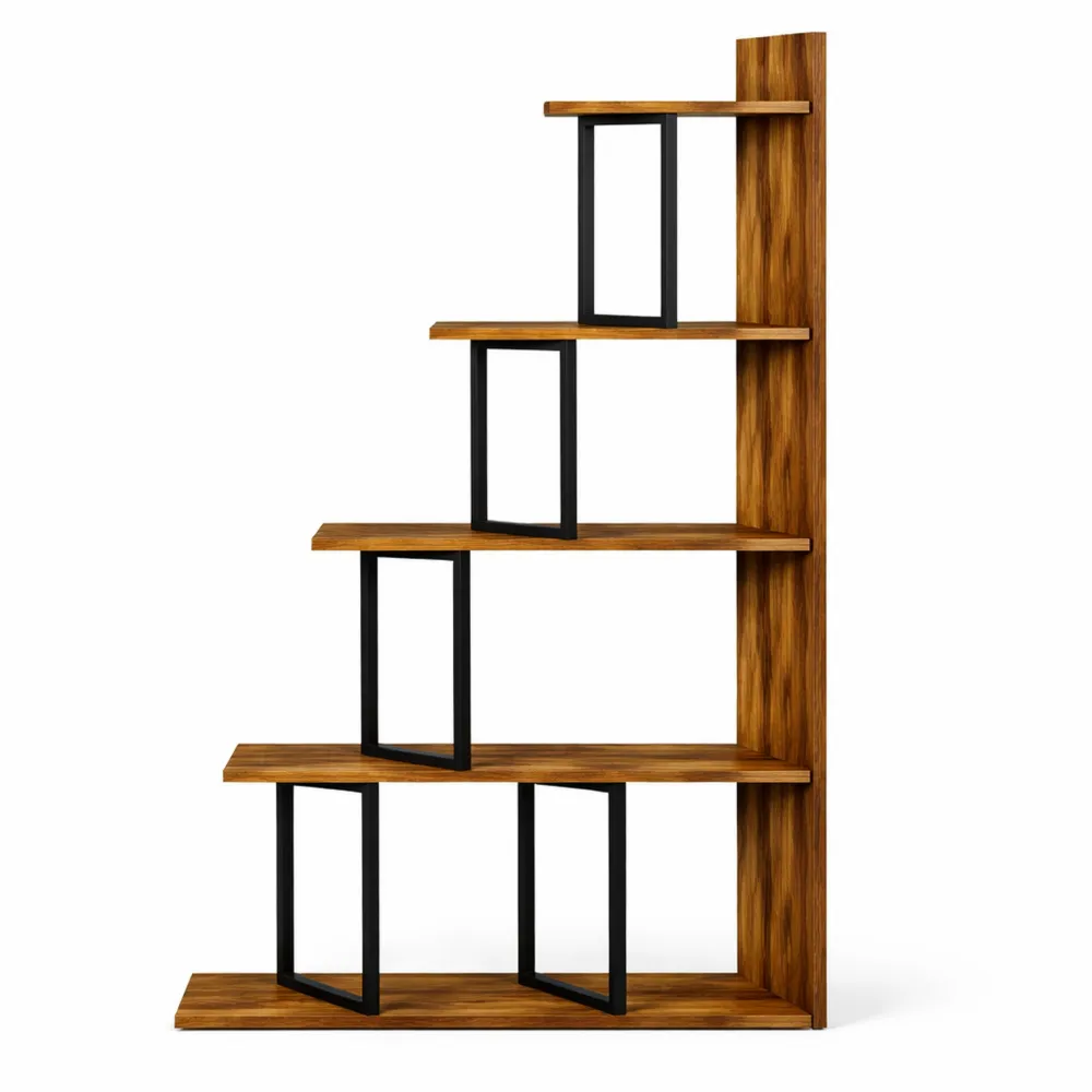Étagère escalier industrielle 5 niveaux brun rustique