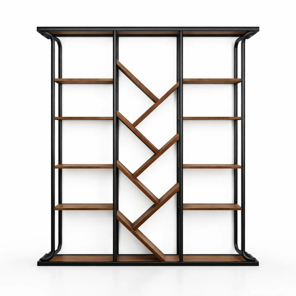 Étagère décorative boisée à 6 niveaux pour bureau et salon