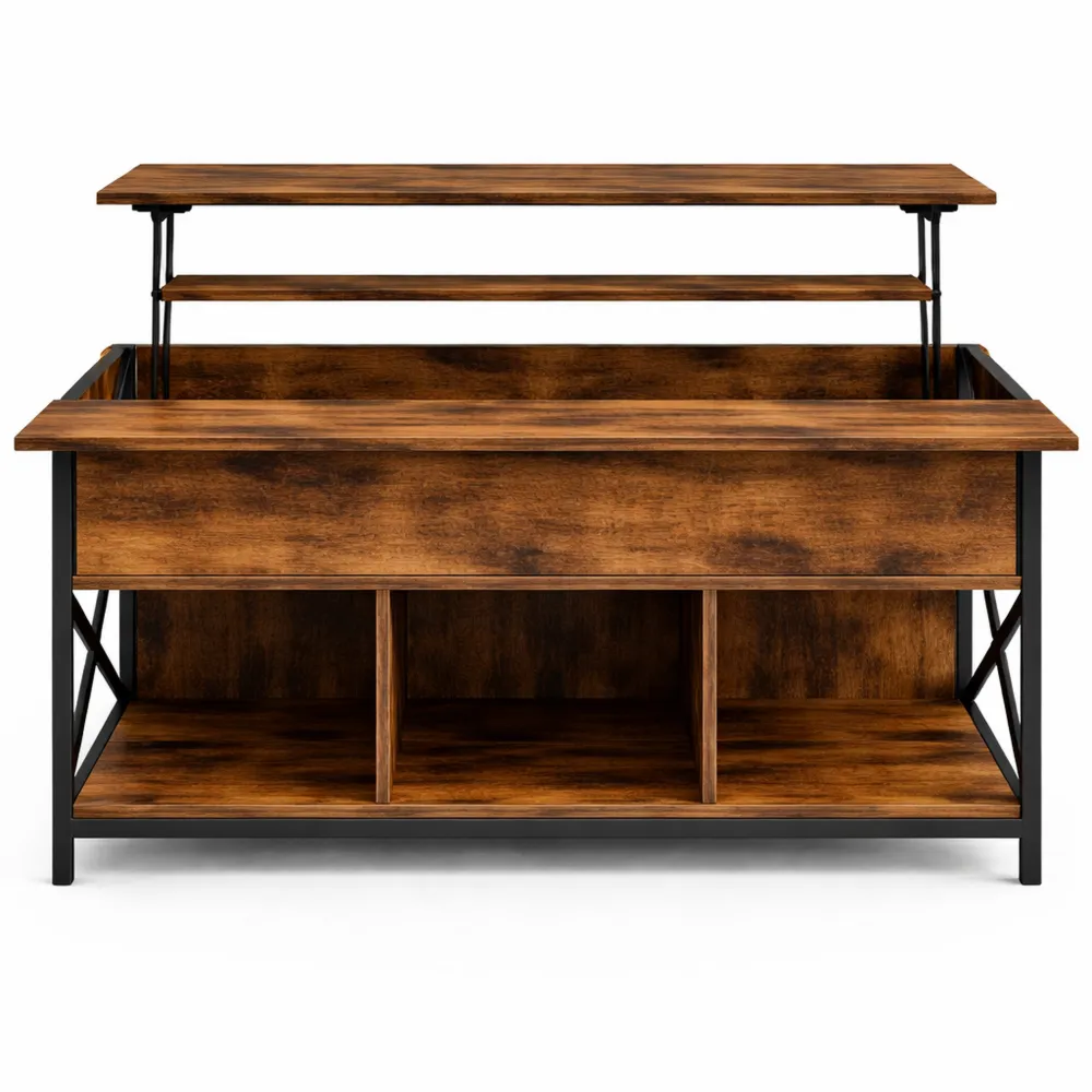 Table de Salon Relevable avec Rangement Caché