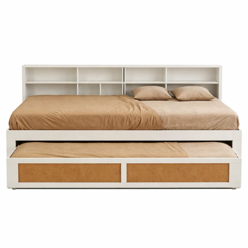 Canapé-lit multifonctionnel avec rangement et lit gigogne blanc