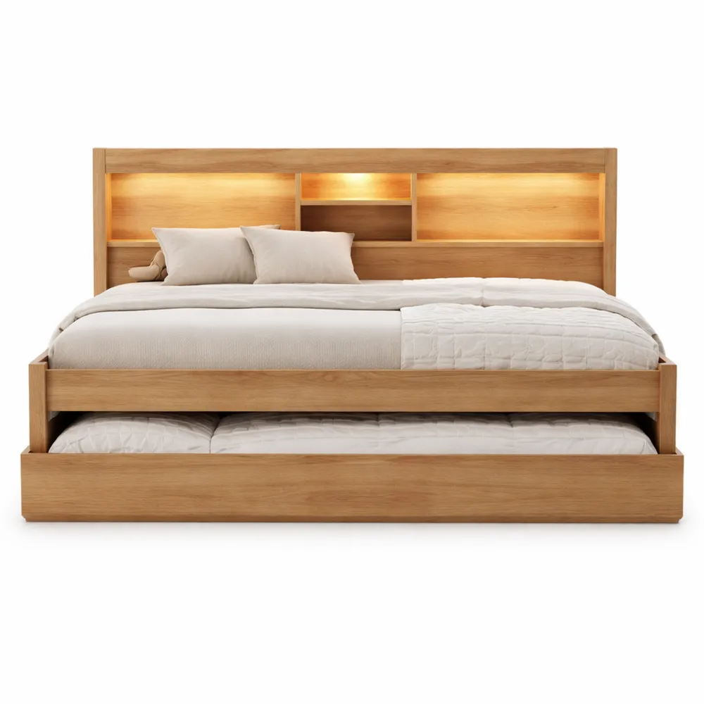 Canapé-lit multifonction avec rangement et LED 90x200cm