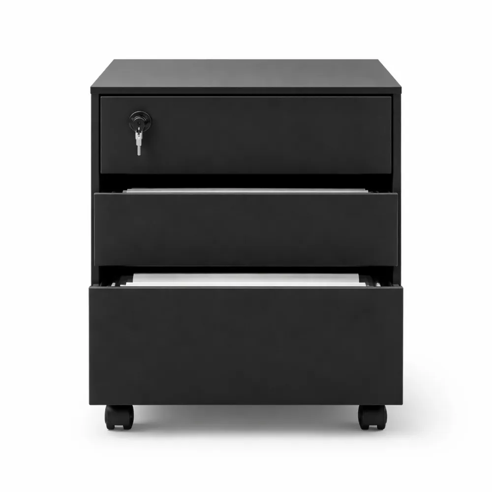 Meuble de Rangement Mobile à Roulettes avec 3 Tiroirs Verrouillables pour Bureau