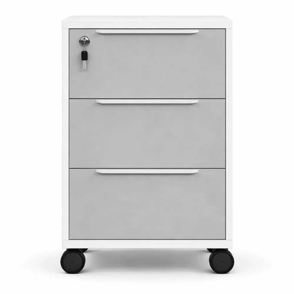 Caisson de rangement mobile avec tiroirs et serrure pour bureau