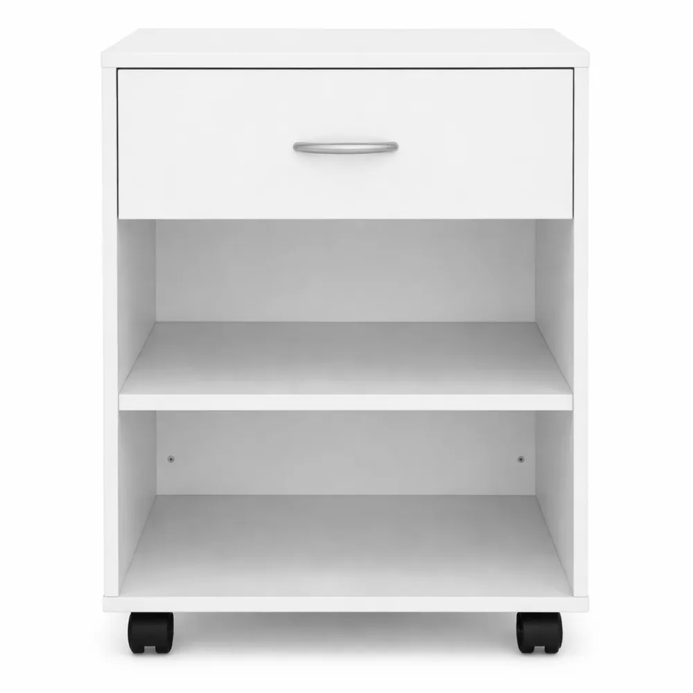 Caisson de Bureau Mobile avec Roulettes en Bois Blanc