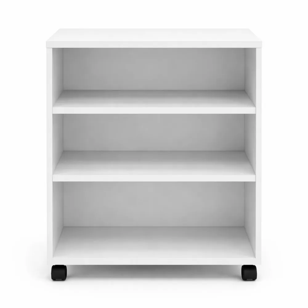 Armoire de Rangement Mobile sur Roulettes en Bois Blanc