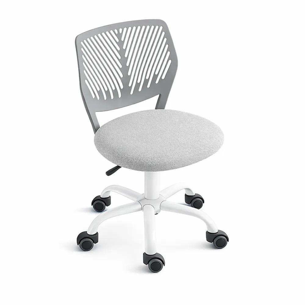Chaise de bureau ergonomique réglable sans accoudoirs, tissu gris
