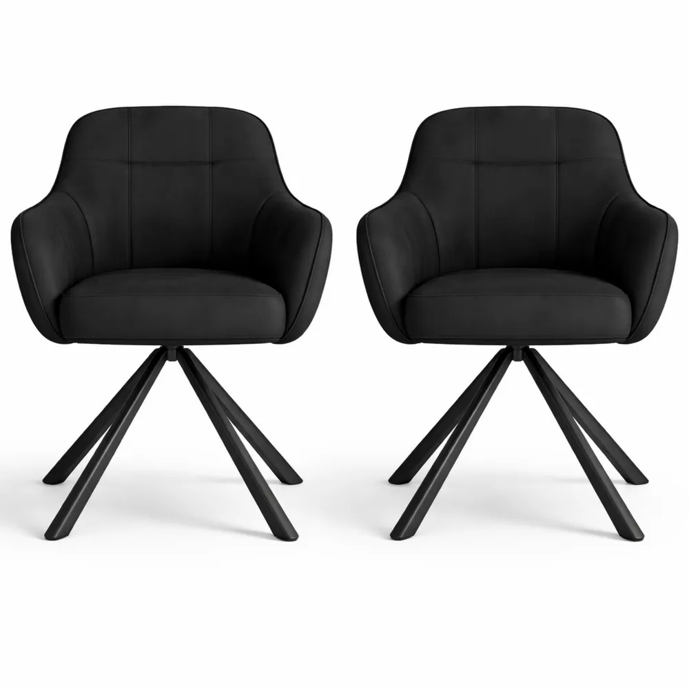 Paire de chaises pivotantes 360° avec accoudoirs en velours