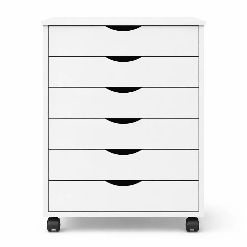 Caisson de Rangement Mobile avec Tiroirs et Roulettes, Finition Bois