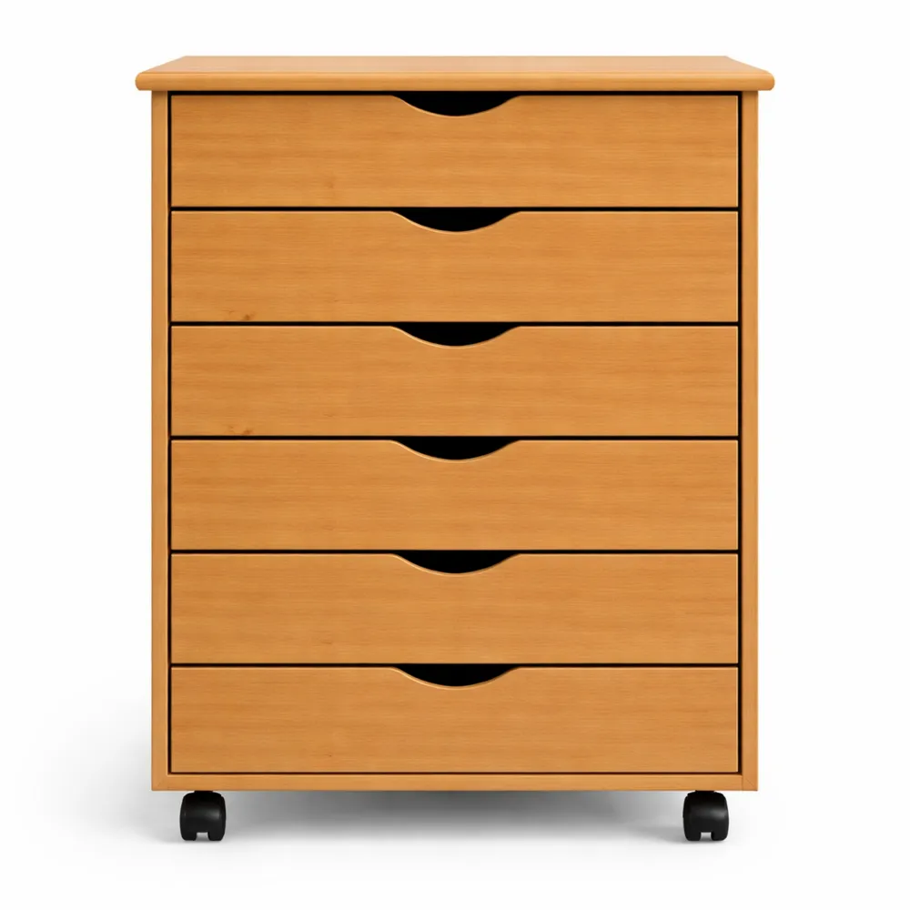 Caisson de rangement mobile avec tiroirs en bois miel