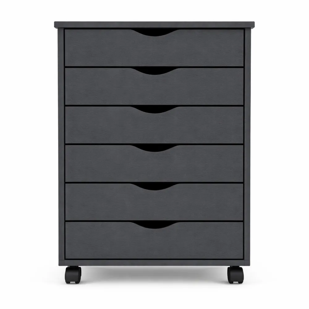 Caisson de Rangement Mobile avec Tiroirs en Bois Massif