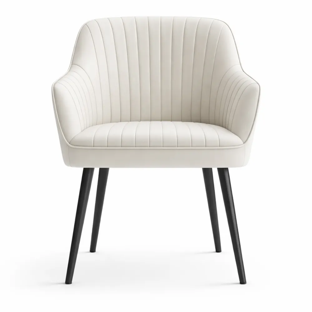 Chaise de Cuisine en Velours avec Accoudoirs, Rembourrée, Pieds Métal