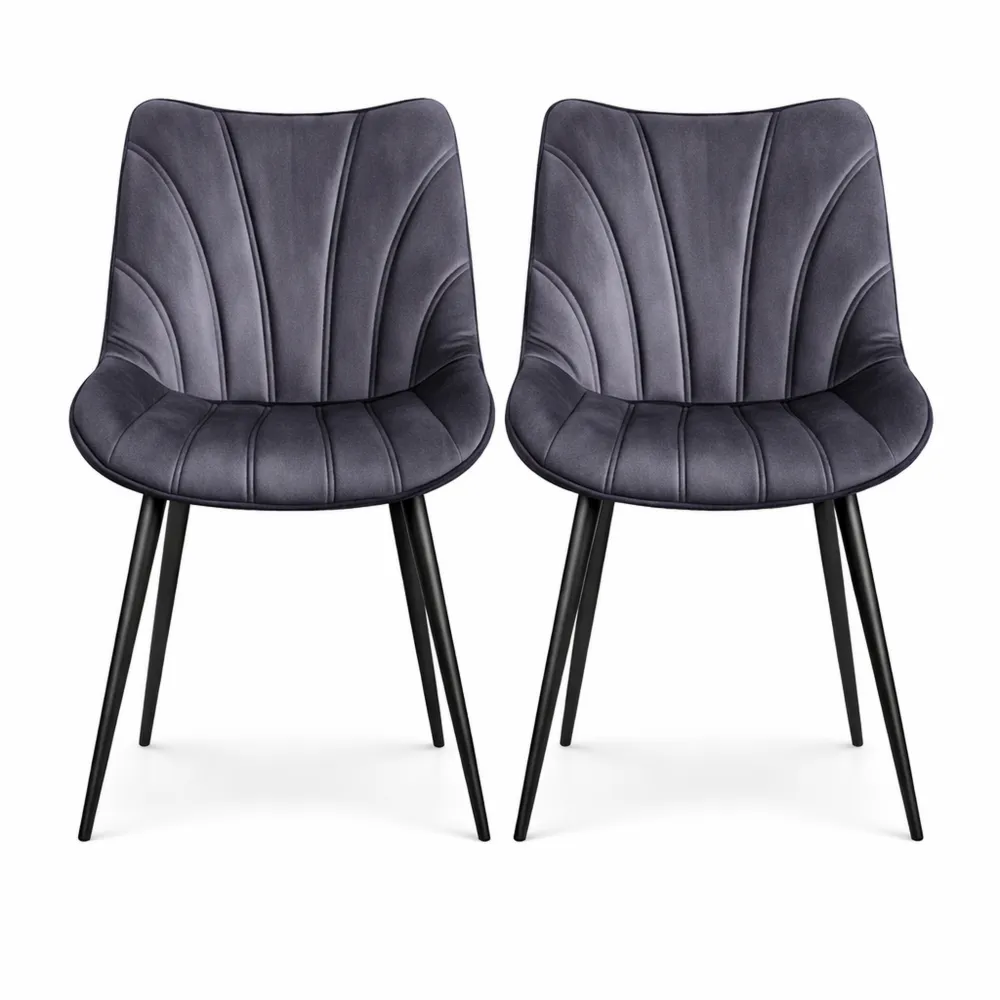 Paire de chaises rétro en velours avec pieds en métal